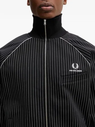 Fred Perry Pinstripe-pattern Track Jacket In Black