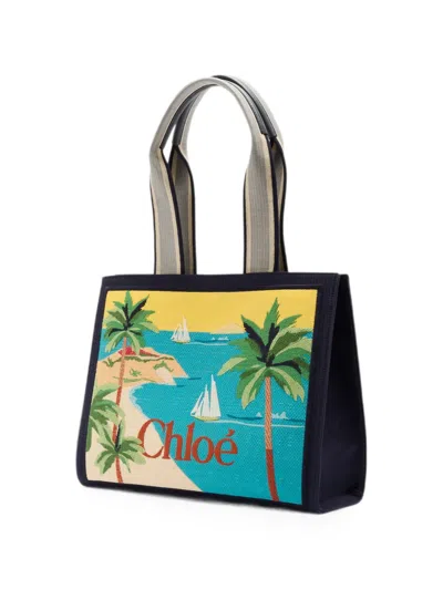 Chloé Printed Leather-trimmed Canvas Shoulder Bag In Multi