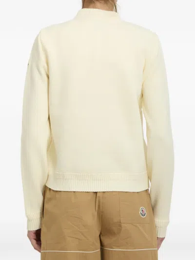 Moncler Womens Miscellaneous Hybrid Logo-badge Nylon And Cotton-knit Cardigan Xl In Neutral