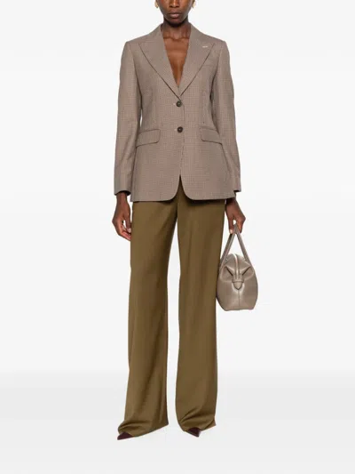 Max Mara Caro Houndstooth-pattern Tailored Jacket In Brown