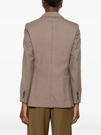 Max Mara Caro Houndstooth-pattern Tailored Jacket In Brown