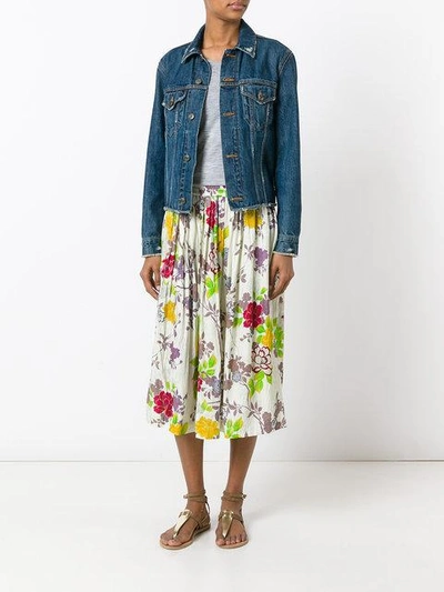 Shop Etro Floral Print Pleated Skirt - Multicolour