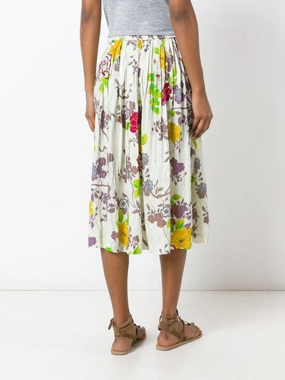 Shop Etro Floral Print Pleated Skirt - Multicolour