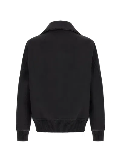 Rick Owens Black Rain Bomber Jacket With High Neck And Functional Pockets In Black