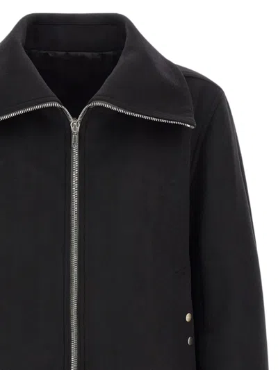 Rick Owens Black Rain Bomber Jacket With High Neck And Functional Pockets In Black