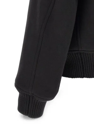 Rick Owens Black Rain Bomber Jacket With High Neck And Functional Pockets In Black