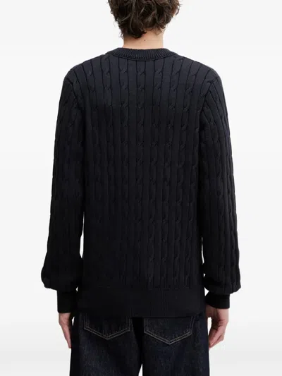Fred Perry Cable-knit V-neck Sweater In Black