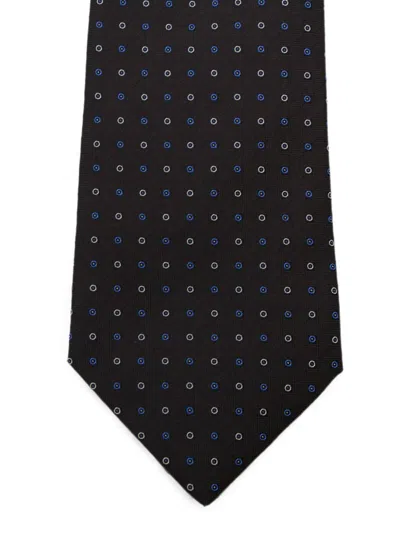Canali Geometric-pattern Silk Tie In Black