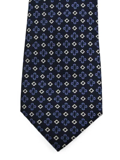 Canali Geometric-pattern Tie In Blue