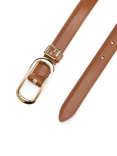 Fendi Ff Oval-buckle Leather Belt In Brown