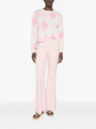 Vicolo Argyle-pattern Sweater In White