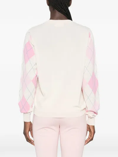 Vicolo Argyle-pattern Sweater In White
