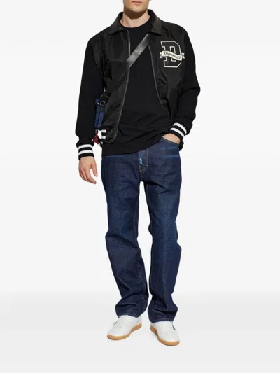 Dsquared2 Logo-patch Panelled Bomber Jacket In Black