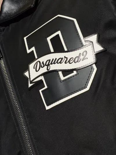 Dsquared2 Logo-patch Panelled Bomber Jacket In Black