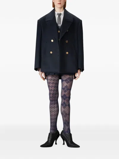 Thom Browne Oversized Double-breasted Peacoat In Blue