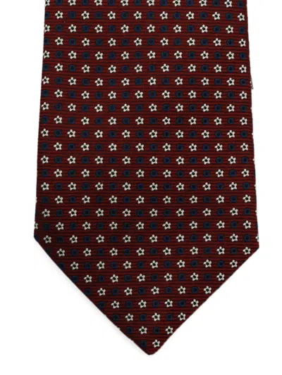 Canali Floral-pattern Tie In Red