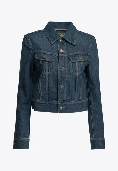 Givenchy Cropped Fitted Denim Jacket In Blue