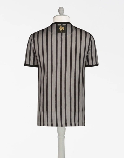 Shop Dolce & Gabbana Printed Cotton T-shirt With Patch In Gray
