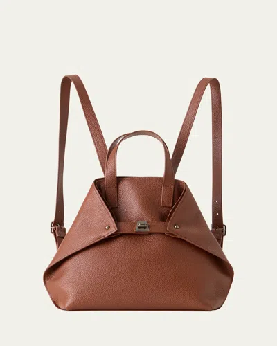Akris Small Grain Leather Backpack In Brown