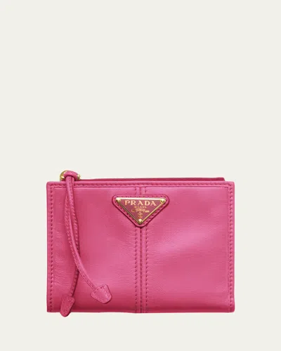 Prada Triangle-logo Small Wallet In Pink