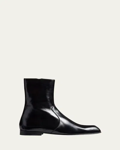 Khaite Glossy Enameled Leather Boot In Black