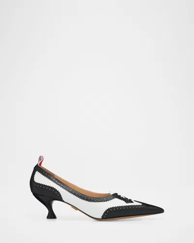 Thom Browne 50mm Wingtip Leather Pumps In Black