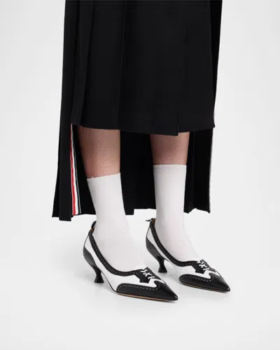 Thom Browne 50mm Wingtip Leather Pumps In Black