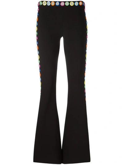 Moschino Mirror Embroidered Flared Trousers In Black