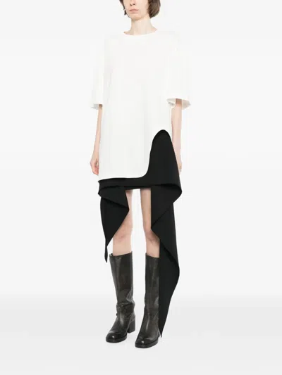 Attico Asymmetric Cotton T-shirt In White
