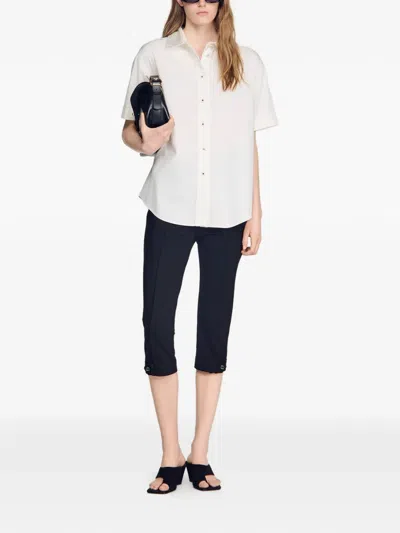 Sandro Pleated-back Oversized Shirt In White