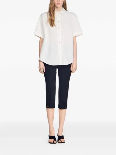 Sandro Pleated-back Oversized Shirt In White