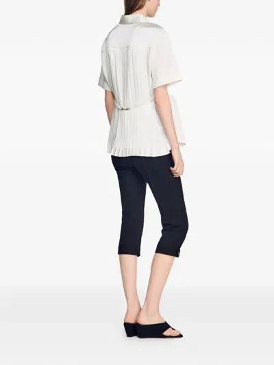 Sandro Pleated-back Oversized Shirt In White