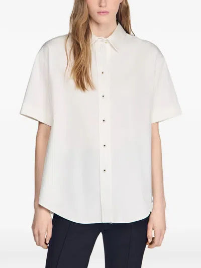 Sandro Pleated-back Oversized Shirt In White