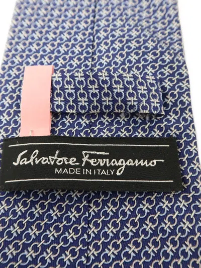 Pre-owned Ferragamo Patterned Tie In Blue