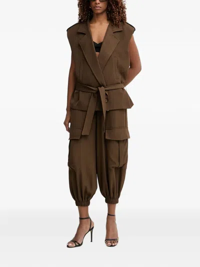 Haveone Elasticated-cuff Cargo Pants In Brown