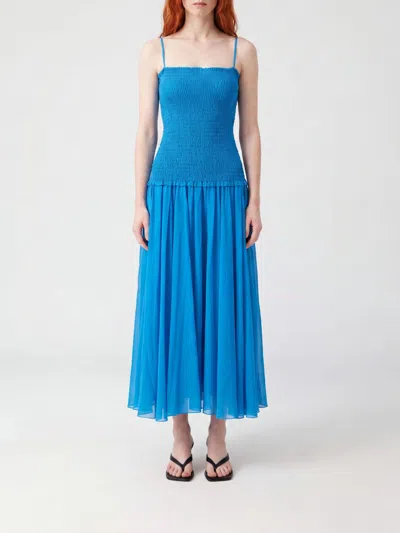 Tory Burch Solid Smocked Dress In Blue