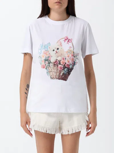 Msgm White Graphic Crew Neck T-shirt In White