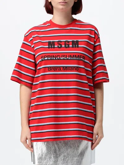 Msgm Striped T-shirt In Multi
