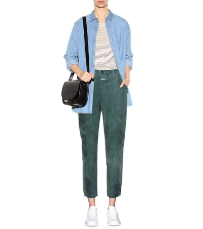 Shop Closed Jack Suede Trousers In Green