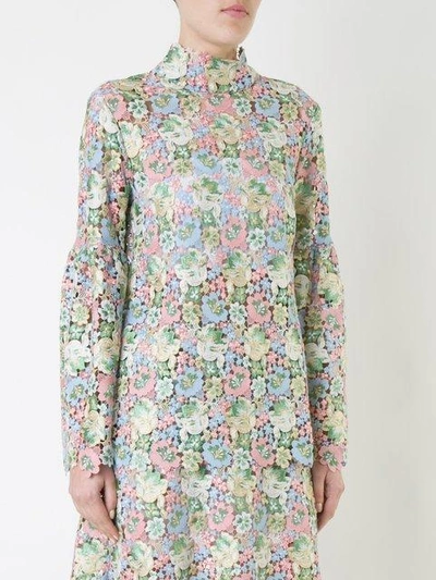 Shop Macgraw Bell Floral Lace Blouse In Multicolour