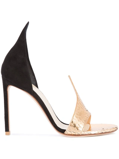 Francesco Russo Snakeskin-effect Leather And Suede Sandals In Gold