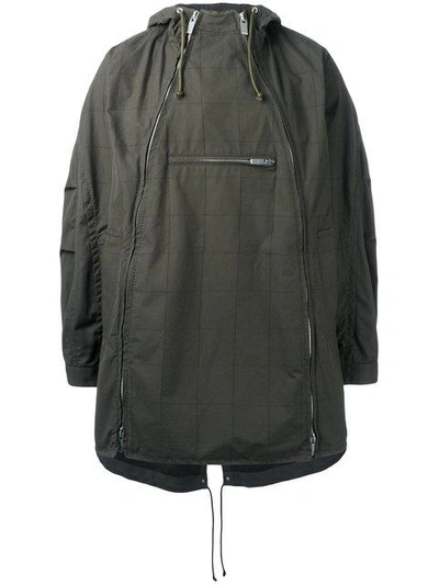 Sacai Checked Parka - Green