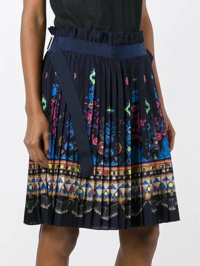 Shop Sacai Tribal Lace Wrap Front Shorts - Blue