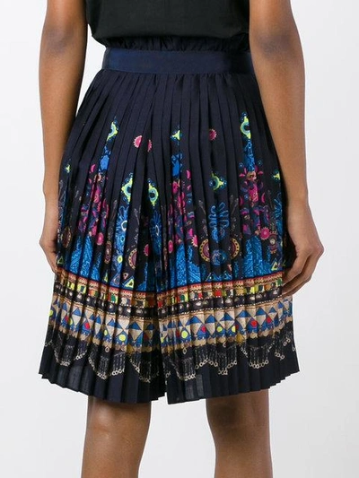 Shop Sacai Tribal Lace Wrap Front Shorts - Blue