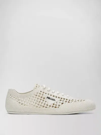 Prada Sneakers Perforated Design Round Toe Rubber Sole In Multi
