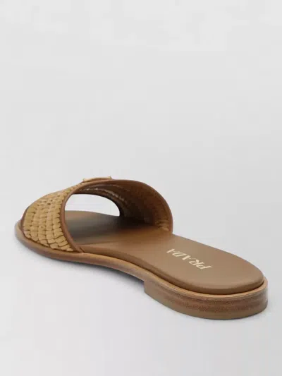 Prada Woven Texture Flat Sole Open Toe Slides In Multi