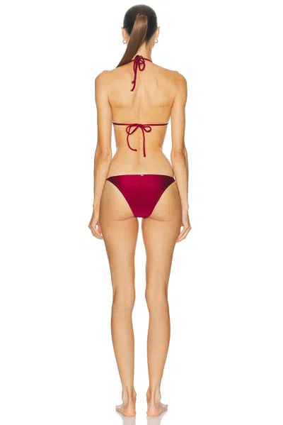 Adriana Degreas Solid Triangle Beaded Bikini Set In Red