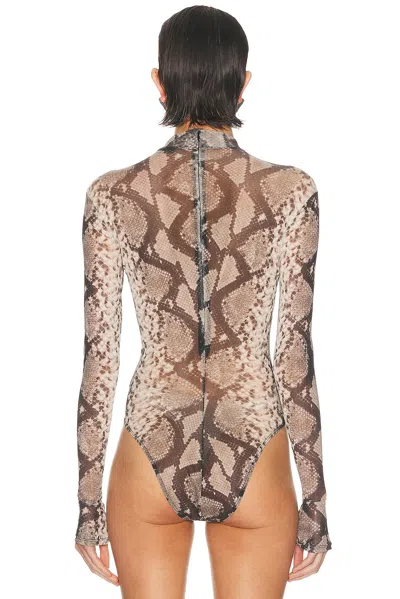 Lapointe Printed Mesh Mock Neck Bodysuit In Multi