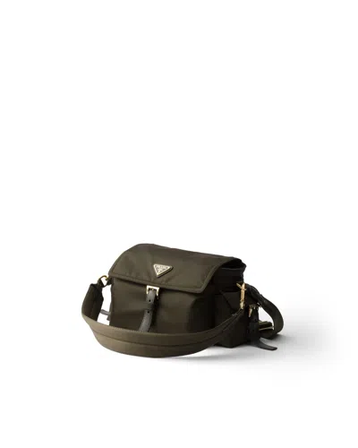 Prada Explore Medium Re-nylon Shoulder Bag With Flap In Green