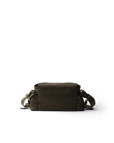 Prada Explore Medium Re-nylon Shoulder Bag With Flap In Green